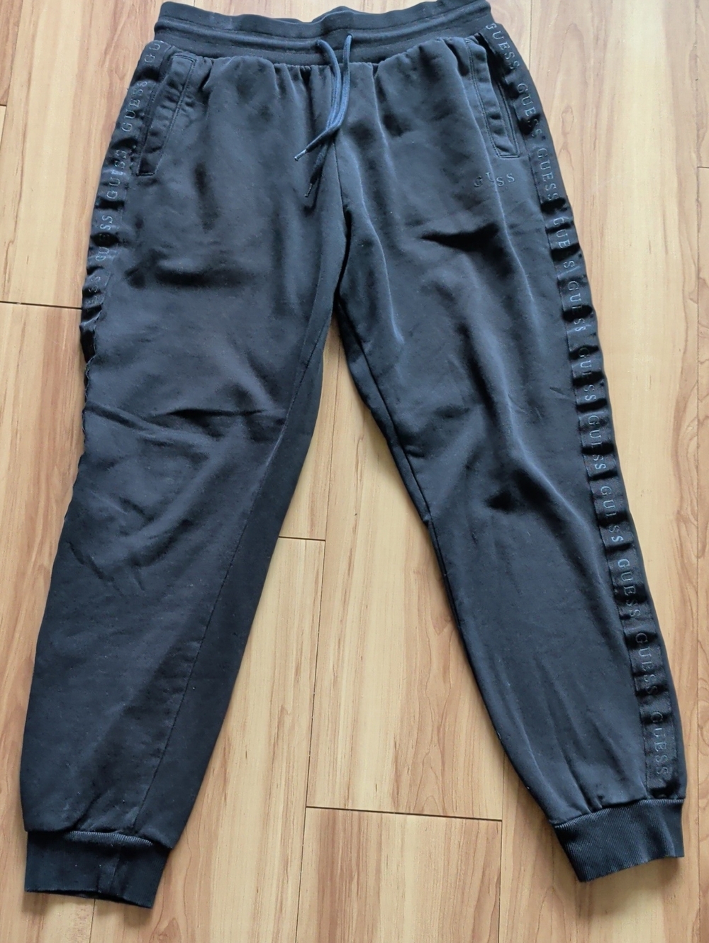 Guess Black Men's Joggers with Side Logo Tape